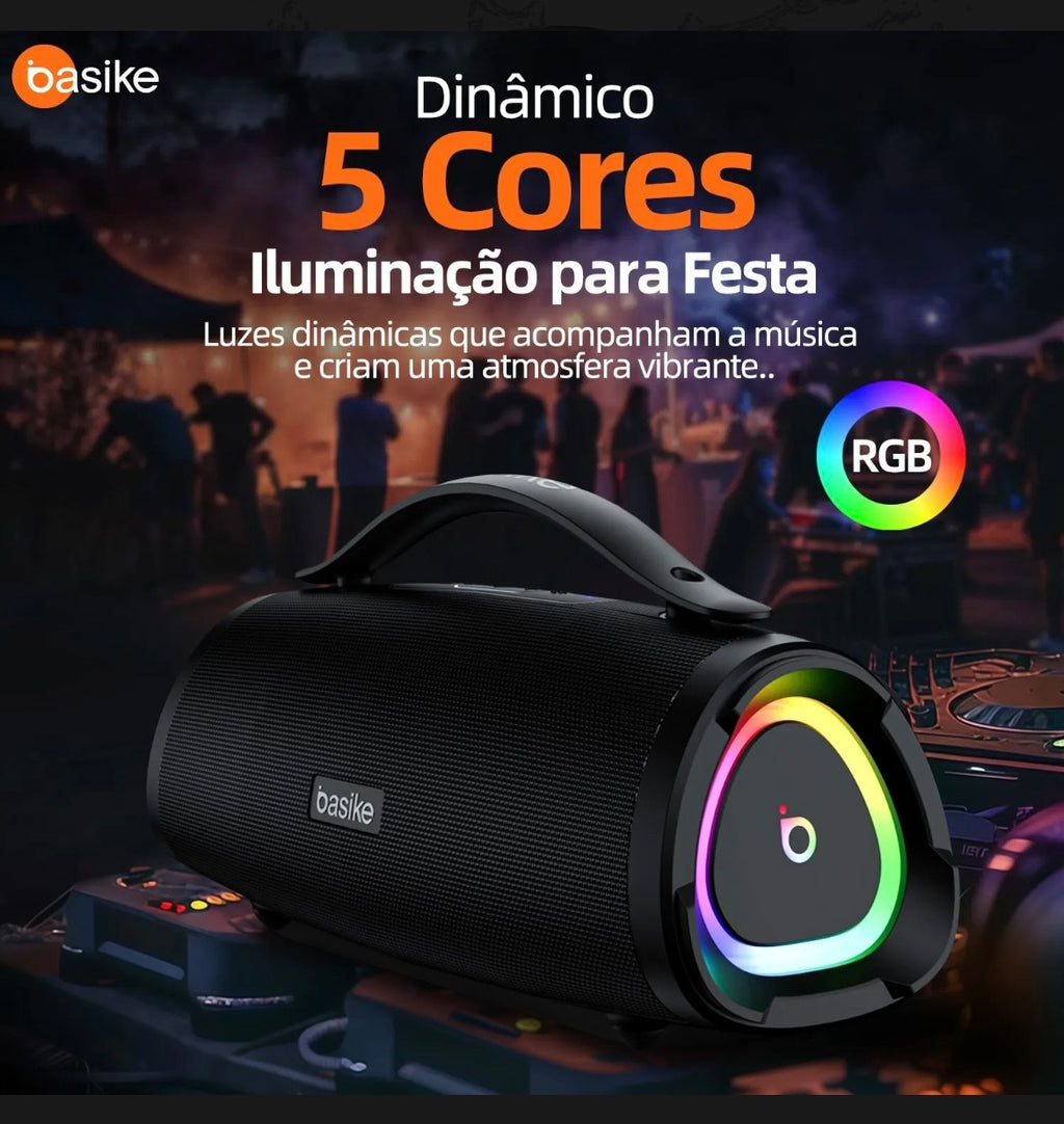 Caixa De Som BASIKE Portatil Bluetooth 160w 15hrs Hifi Tws 1+1 Ipx6