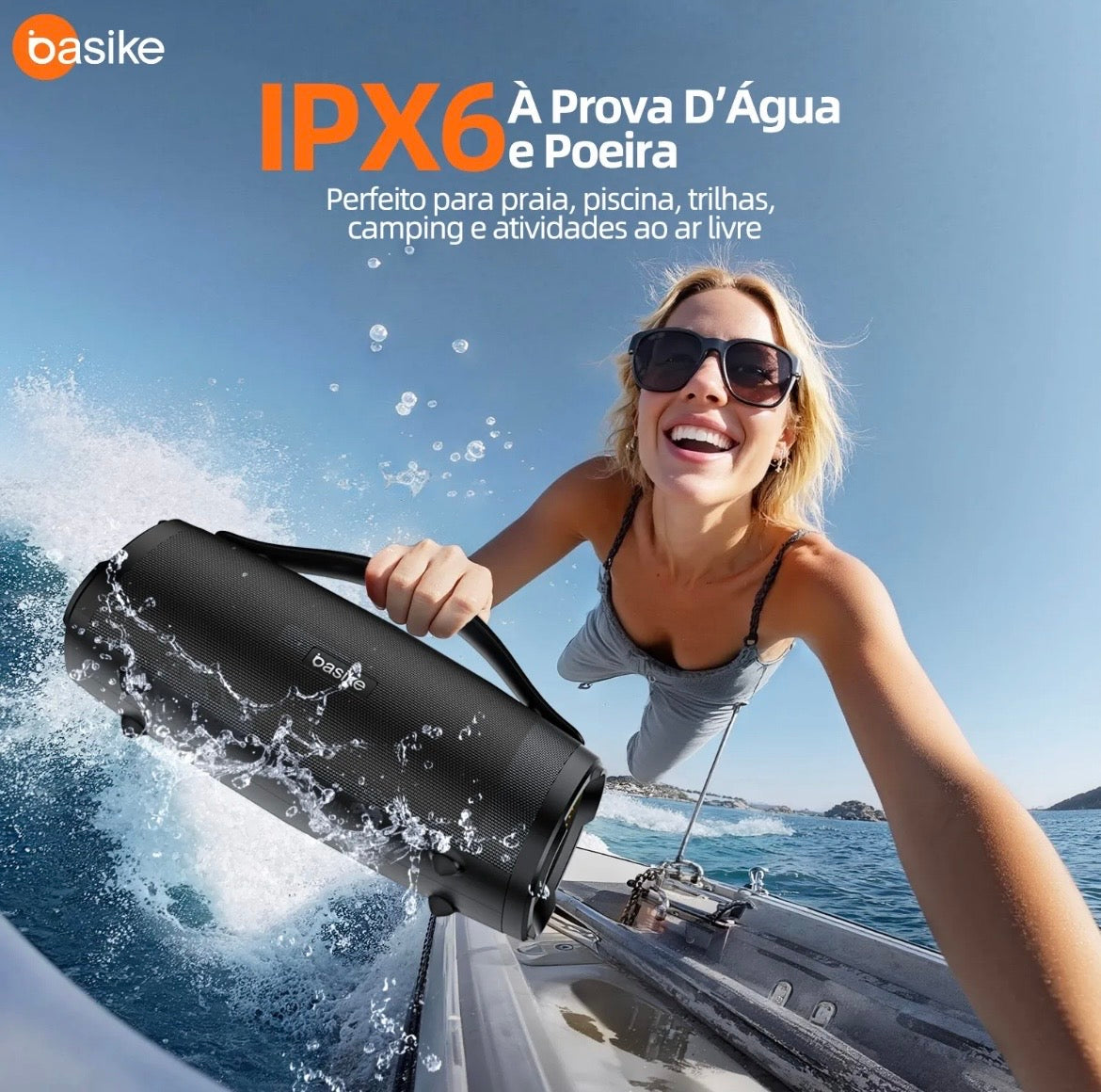 Caixa De Som BASIKE Portatil Bluetooth 160w 15hrs Hifi Tws 1+1 Ipx6